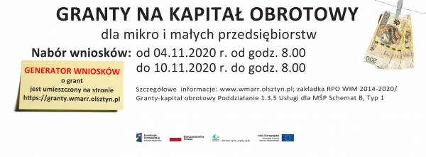 Nabór wniosków o granty na kapitał obrotowy dla mikro i małych przedsiębiorców!