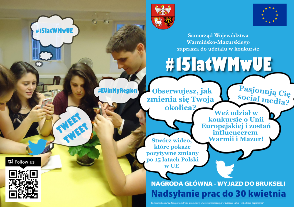 Konkurs #15latWMwUE – dla influencerów z Warmii i Mazur